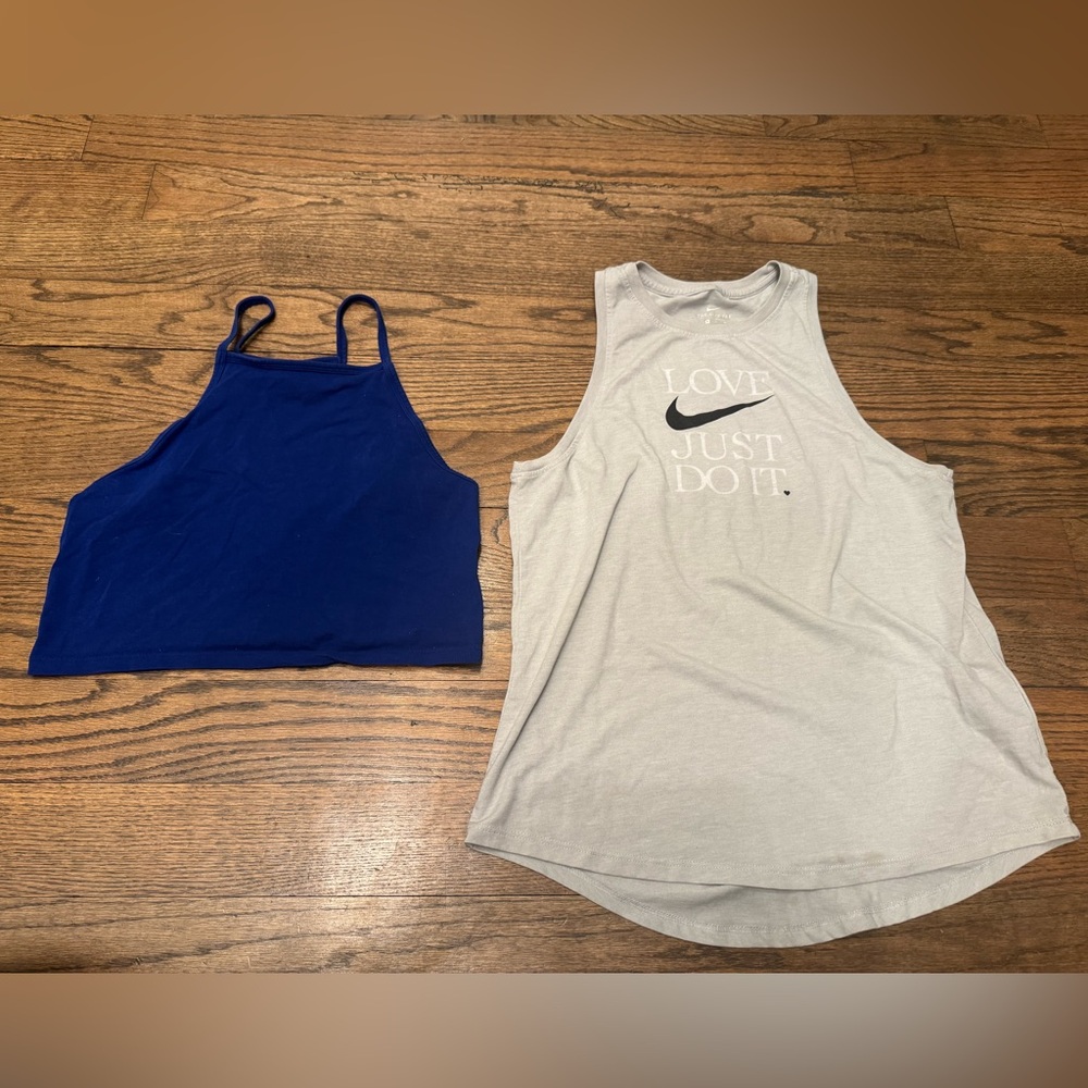Nike Dri-FIT “Love Just Do It” Tank (M) + H&M Blue Strappy Tank (M) Bundle